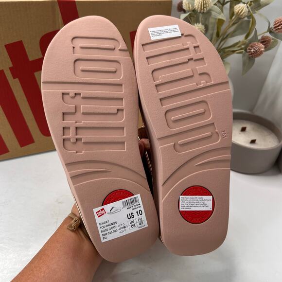 FitFlop Galaxy Crystal Embellished Toe-Thong Sandals Rose Gold Women 10/EU42 NWB - Picture 9 of 11
